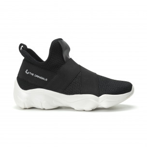 Slip-on мъжки маратонки черен текстил с ластици - FASHIONMIX.BG Slip-on мъжки маратонки черен текстил с ластици