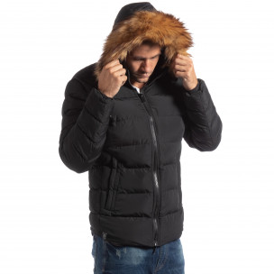 Мъжко яке в черно с пухкава подплата - FASHIONMIX.BG Мъжко яке в черно с пухкава подплата