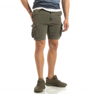 Slim fit къси карго панталони в милитъри зелено - FASHIONMIX.BG Slim fit къси карго панталони в милитъри зелено