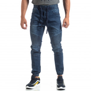 Мъжки сини Jogger Jeans в рокерски стил - FASHIONMIX.BG Мъжки сини Jogger Jeans в рокерски стил
