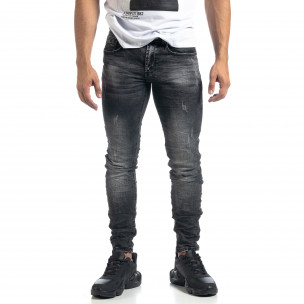 Изтъркани мъжки сиви дънки с прокъсвания Slim fit - FASHIONMIX.BG Изтъркани мъжки сиви дънки с прокъсвания Slim fit