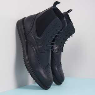 Спортно-елегантни сини мъжки боти Brogue - FASHIONMIX.BG Спортно-елегантни сини мъжки боти Brogue