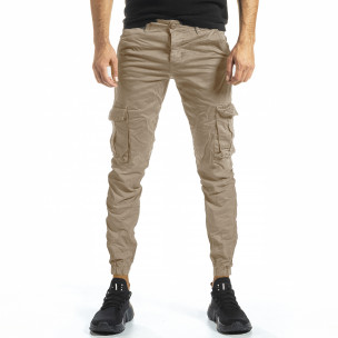 Мъжки бежов карго панталон Jogger & Big Size 8022