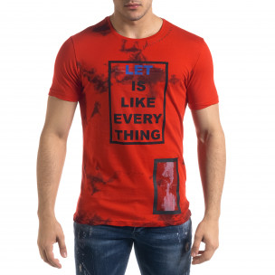 Мъжка червена тениска с принт 