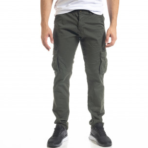 Зелен мъжки панталон Cargo с прави крачоли 2