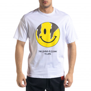 Бяла мъжка тениска Emoticon 
