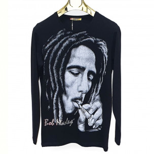 Мъжка черна памучна блуза Bob Marley 