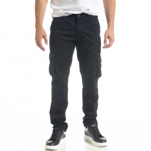 Черен мъжки панталон Cargo с прави крачоли - FASHIONMIX.BG Черен мъжки панталон Cargo с прави крачоли