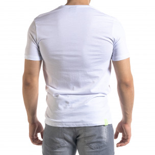 Бяла мъжка тениска пикселиран принт  2