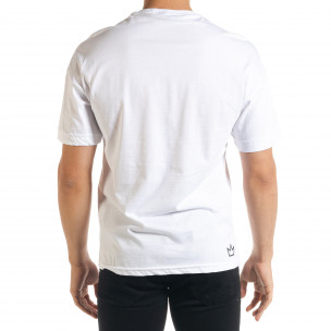 Бяла мъжка тениска с йероглифи  2