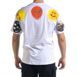 Бяла мъжка тениска Emoticon  2