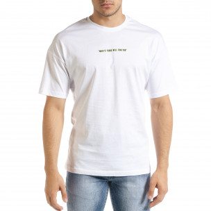 Мъжка бяла тениска с колоритен принт