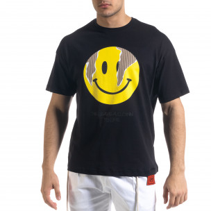 Черна мъжка тениска Emoticon 