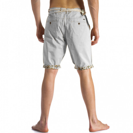 Мъжки сиви къси панталони с въжен колан 2