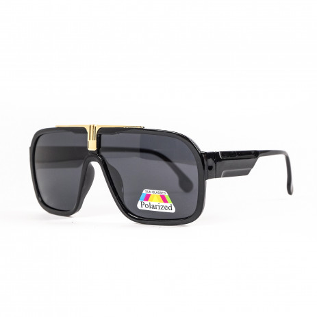 Черни слънчеви очила с метален детайл 2