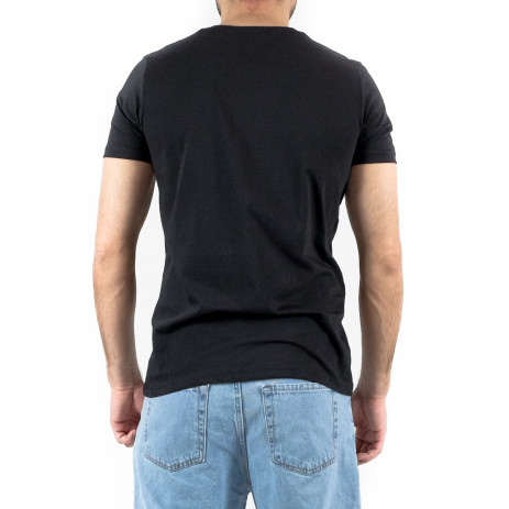 Мъжка черна тениска колоритен принт 2