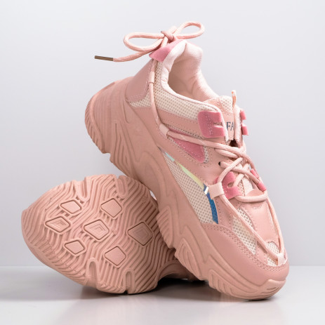 Chunky розови маратонки с декоративни връзки 2