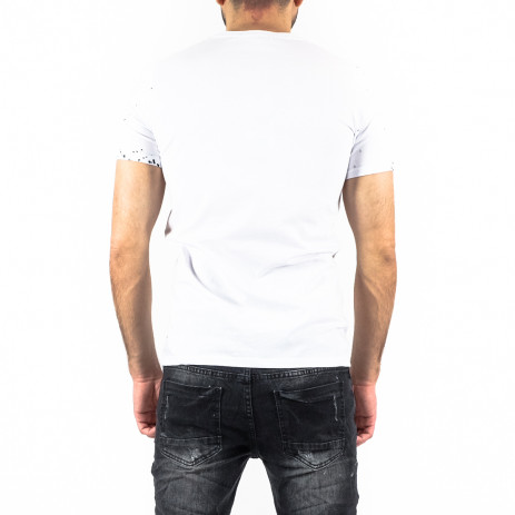 Мъжка бяла тениска контрастен принт 2