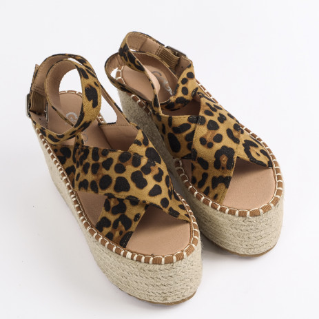Дамски сандали на платформа леопард 2