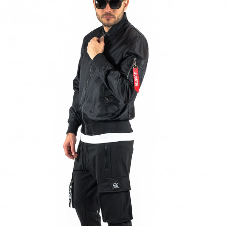 Waterproof мъжко черно яке с джоб на ръкава - FASHIONMIX.BG Waterproof мъжко черно яке с джоб на ръкава