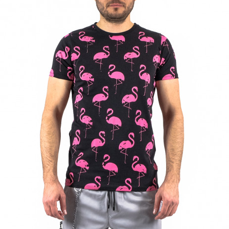Мъжка черна тениска Big Flamingo