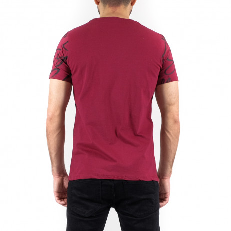 Мъжка тениска с принт цвят бордо 2