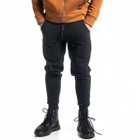 Basic мъжко ватирано долнище в черно - FASHIONMIX.BG Basic мъжко ватирано долнище в черно