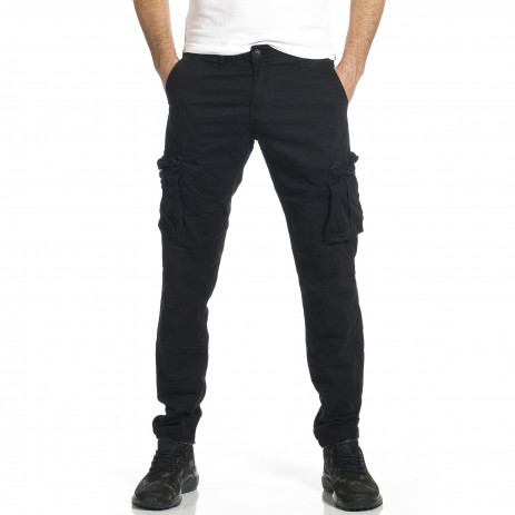 Мъжки черен панталон с прави крачоли & Big Size