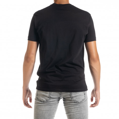 Черна мъжка тениска с принт 2
