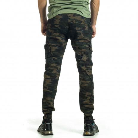 Мъжки карго панталон зелено-кафяв камуфлаж 8082 2
