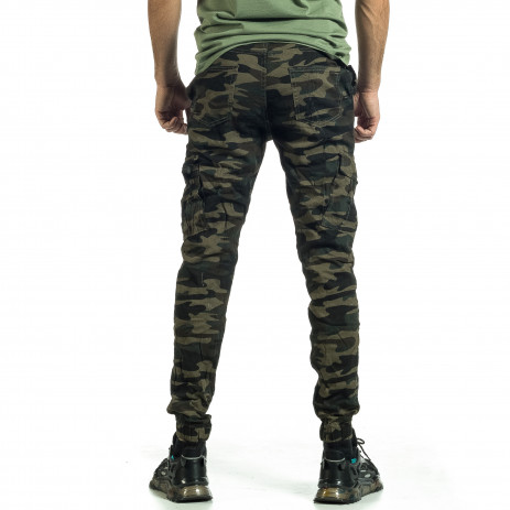 Мъжки карго панталон бежово-зелен камуфлаж 2