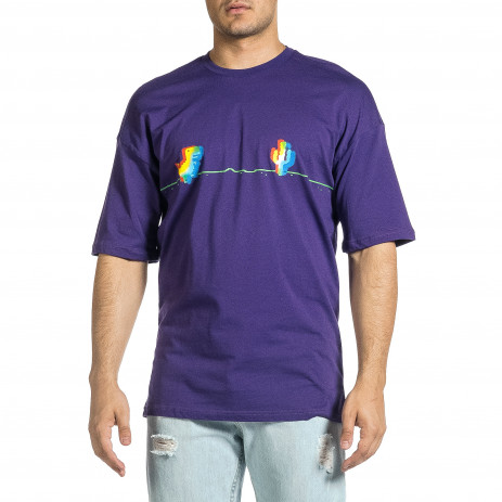 Мъжка лилава тениска Dinosaur Oversize 2