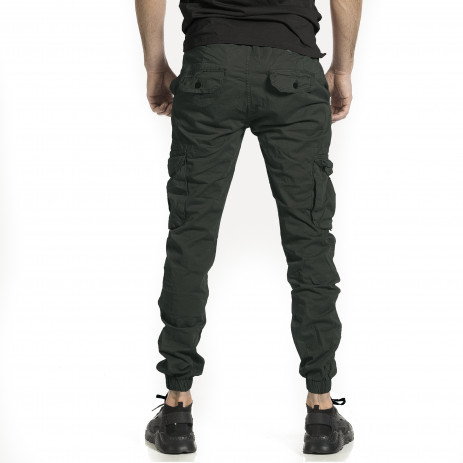 Зелен карго панталон със закопчаване и ластик 8164 2