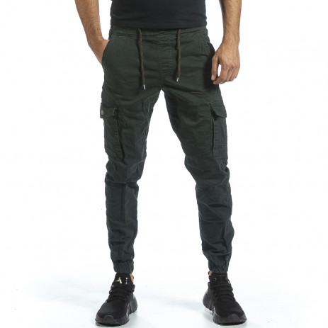 Зелен Cargo Jogger панталон с ластик на кръста 95002