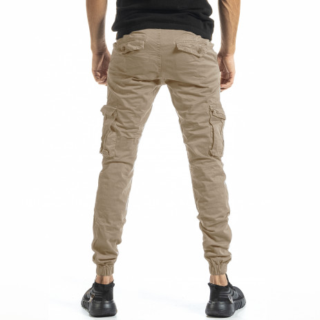 Мъжки бежов карго панталон Jogger 8022 2