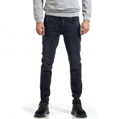 Long Slim черни плътни дънки избелял ефект - FASHIONMIX.BG Long Slim черни плътни дънки избелял ефект