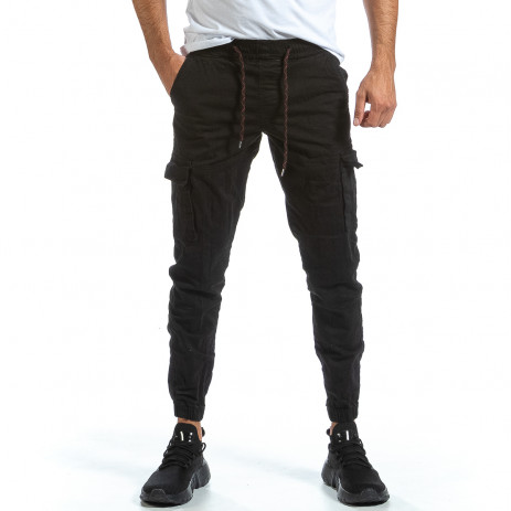 Черен Cargo Jogger панталон с ластик на кръста