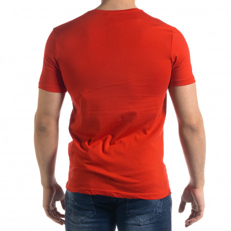 Мъжка червена тениска с принт 2
