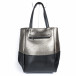 Дамска шагренирана сребристо-черна чанта с пискюл il071022-16 3