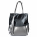 Дамска шагренирана черно-сива чанта с пискюл il071022-15 2