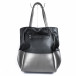 Дамска шагренирана черно-сива чанта с пискюл il071022-15 3