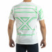 Бяла мъжка тениска зелен принт на гърба it120619-39 3