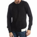 Мъжки черен пуловер с различни плетки it051218-61 2
