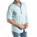 Мъжка риза от лен и памук в светло синьо it210319-105 4