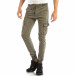 Сиво-зелен Slim Cargo панталон с ластичен колан и маншети it240818-25 2