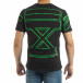 Черна мъжка тениска зелен принт на гърба it120619-37 3