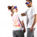 Unisex бяла тениска с неонов Back print it250322-21 4