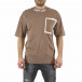 Oversize мъжка бежова тениска с джоб tr250322-87 2