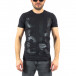 Мъжка черна тениска с едър принт tr250322-62 2