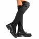 Дамски черни чизми от трико и кожа it300822-1 3